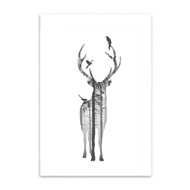 forest deer cotton canvas poster the scandique