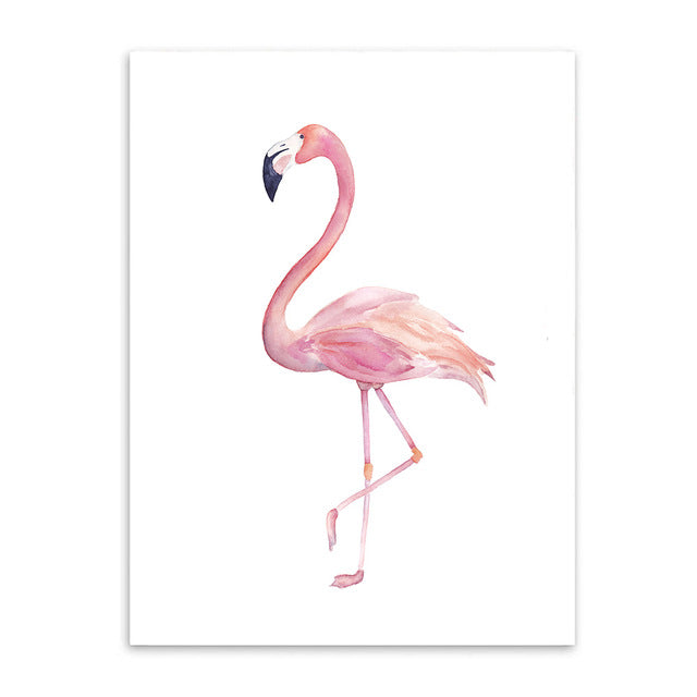pink flamingo cotton canvas poster the scandique