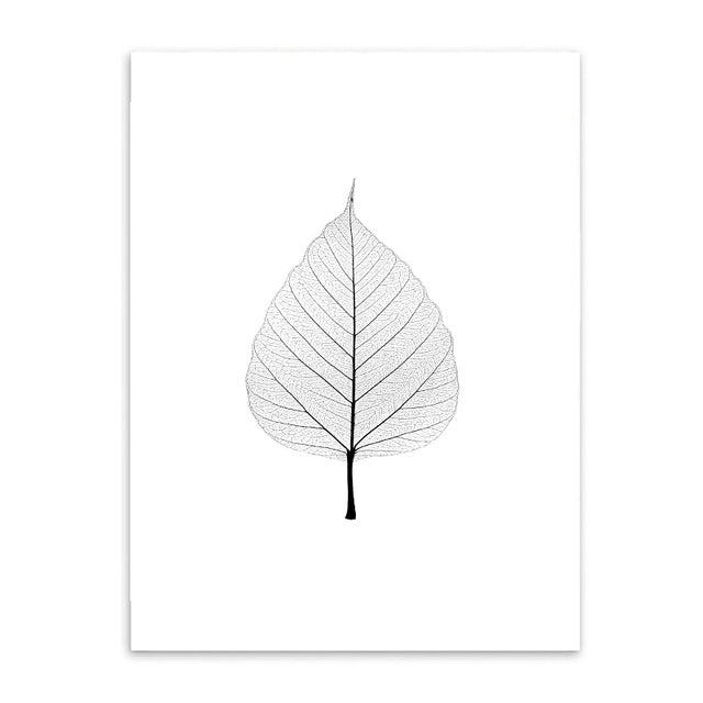 leaf outline cotton canvas poster the scandique