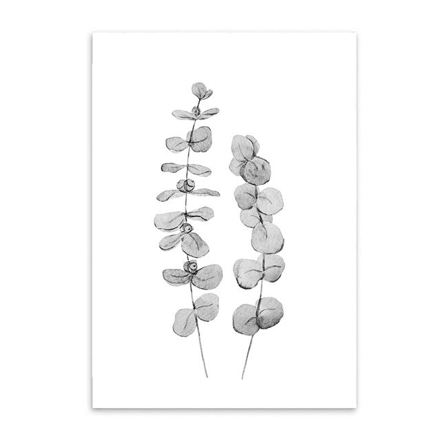 leaves on stems cotton canvas poster the scandique