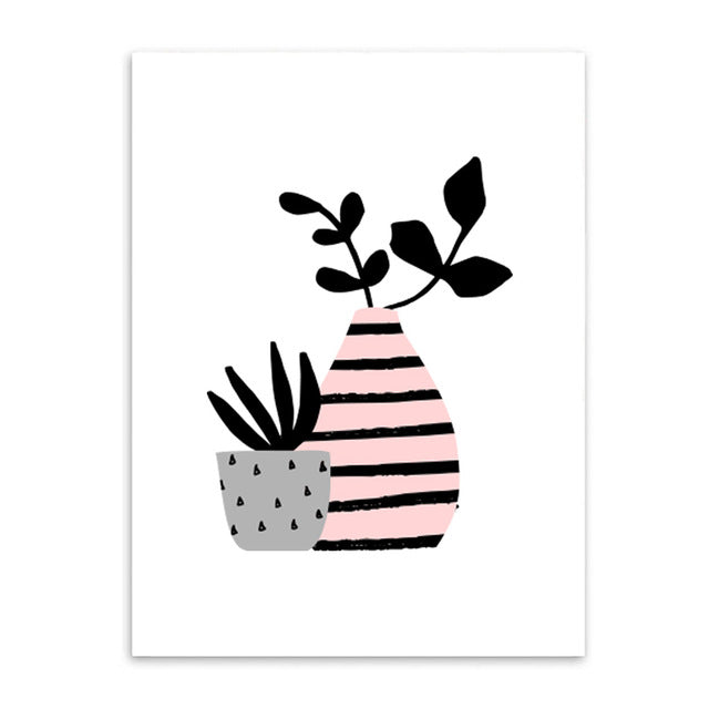 plant pot duo cotton canvas poster the scandique