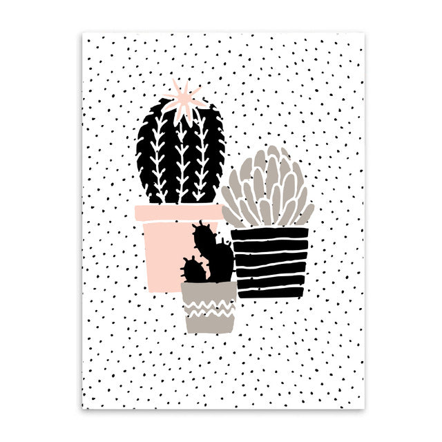 plant pot trio cotton canvas poster the scandique