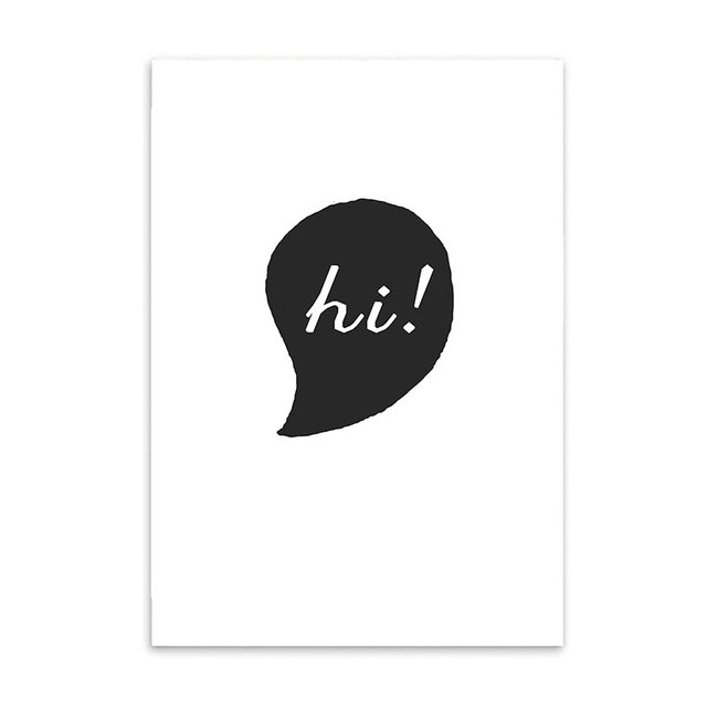 hi speech bubble cotton canvas poster the scandique