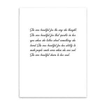 she was beautiful cotton canvas poster the scandique